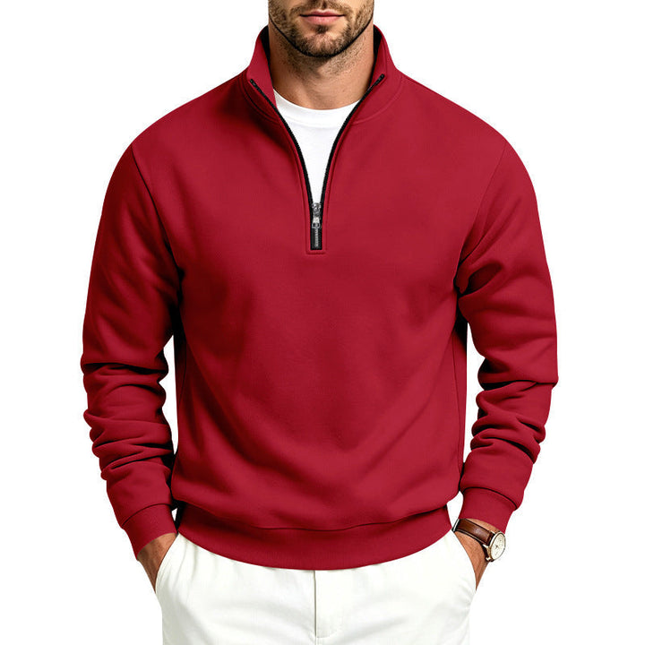 Herr Halv Dragkedja College-Tröja med Turtleneck och Mjuk Fleece Inner Side