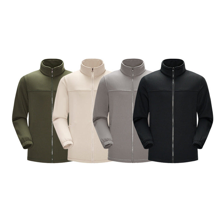 Herr Thermo-Fleece-Softshell Jacka med Ståkrage, Dragkedja Framper och Elastiska Muddar