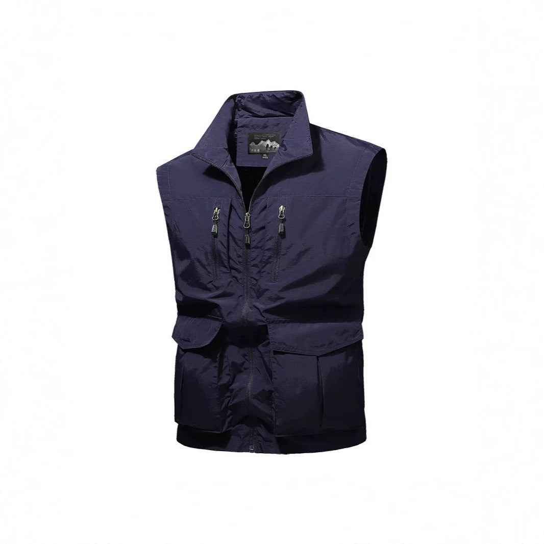 Herr Resor Performance Väst med Hög Krage, Vattenavvisande Microfiber och Flera Fickor