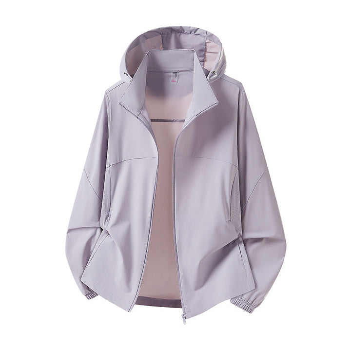 Herr lätt med huva regnjacka med ventilerande softshell Material och elastiska muddar