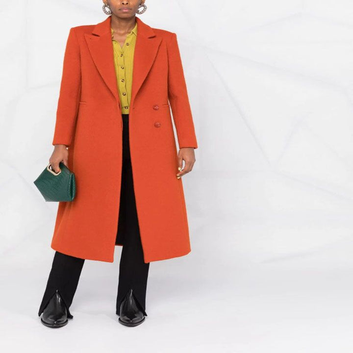 Dam Maxi-Length ullblandning lång kappa med Slim Seam design och Hidden fickor