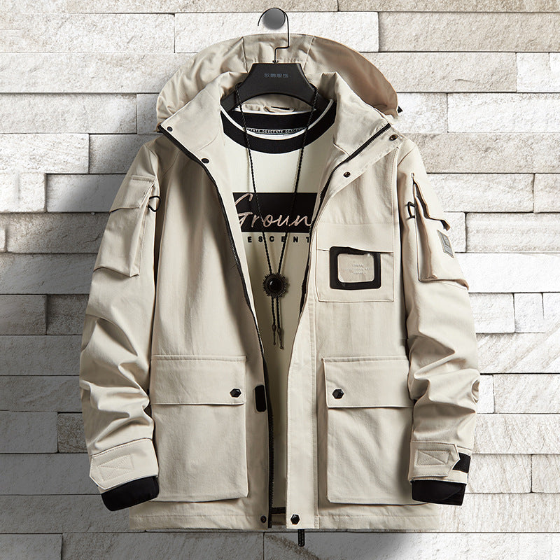 Herr urban Tech parka med huva, flerafunktionell fickor och värmande isolering