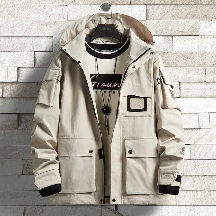Herr urban Tech parka med huva, flerafunktionell fickor och värmande isolering