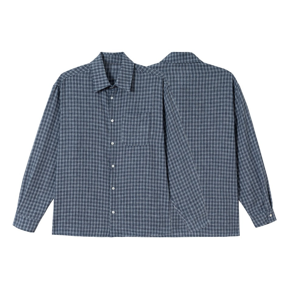 Herr boxig Rutmönster overshirt med boxig skärning, bröstficka och ljus flanell texture