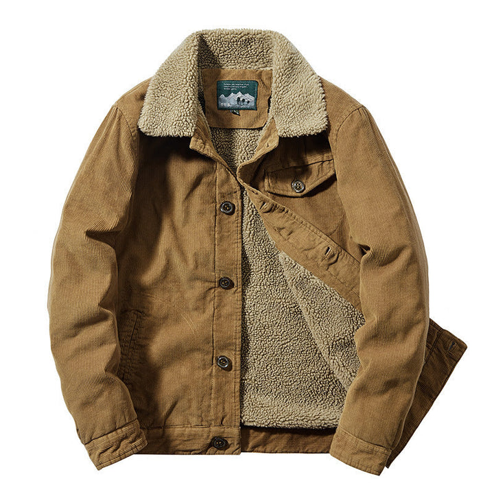 Herr Manchester Worker Trucker Jacka med Warming Sherpa Foder och Skjorta Krage