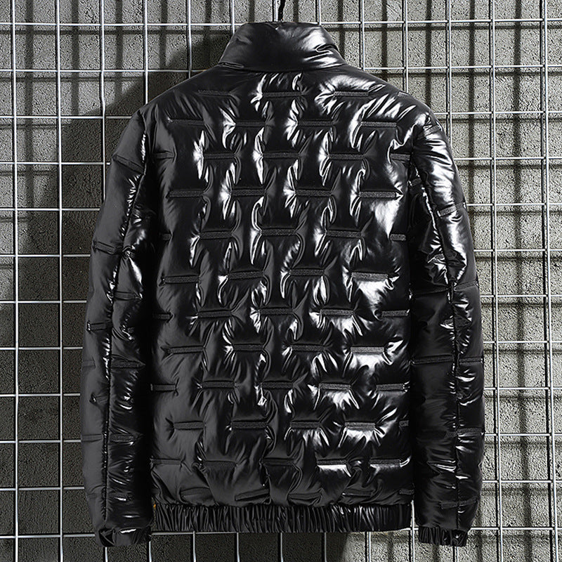 Herr Metallic Quiltad Termiskly Insulated Dun Jacka med Hög Stående Krage