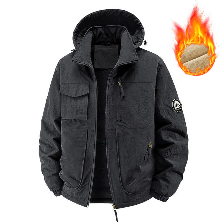 Herr Insulated Utomhus Jacka med Fleecefoder och Multifunctional Utility Fickor