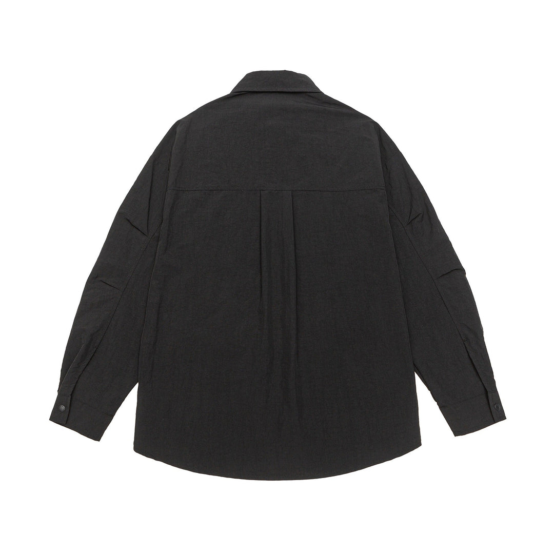 Unisex Light Overshirt i Coach Stil med Skjortkrage och Bröst Tryck