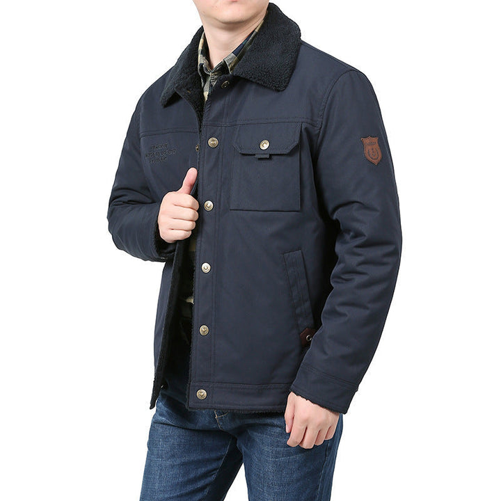 Herr Varm Fleece Jacka med Hög Krage