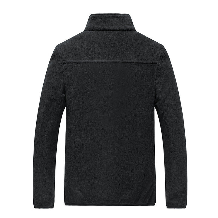 Herr Fleece Jacka med Hel Dragkedja, Stående Krage, och Praktisk Zip Fickor