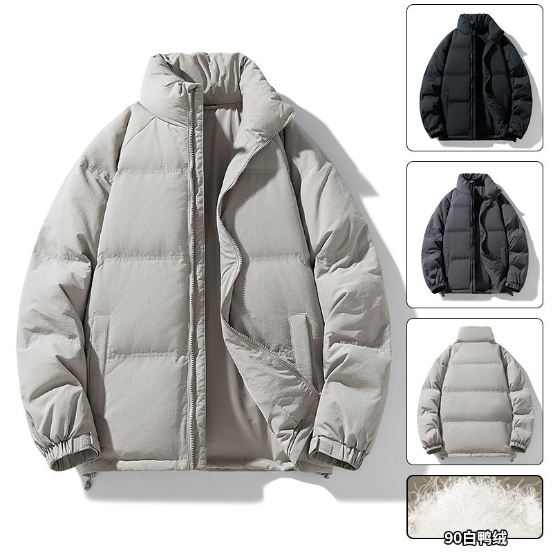 Herr Vadderad Dun Vinterjacka med Hög Ståkrage och Justerbar Fåll
