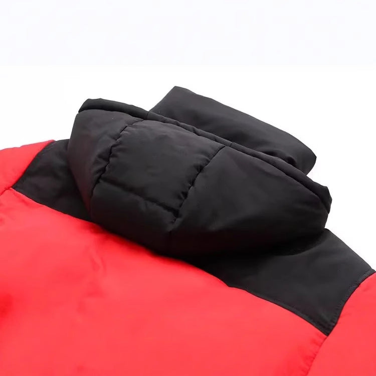 Dam boxy vadderad kort quiltad jacka med huva, high ståkrage och drawstring