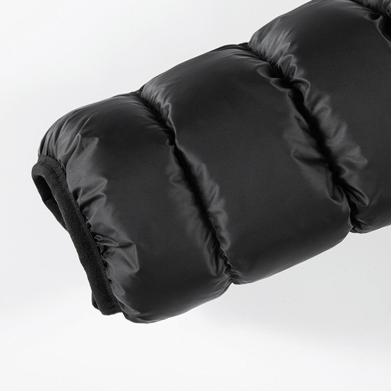 Herr ultralight quiltad ner jacka med huva, vindresistent ytterskal och packing function