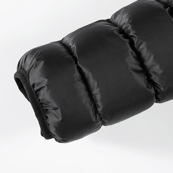 Herr ultralight quiltad ner jacka med huva, vindresistent ytterskal och packing function