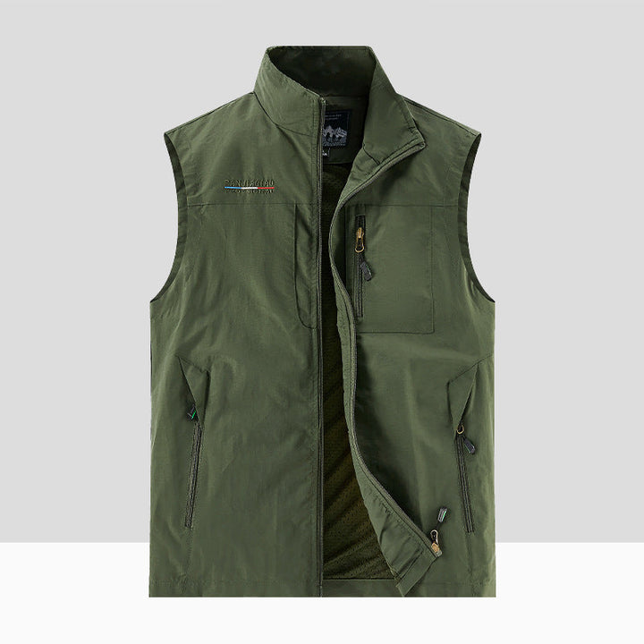 Herr Technical Utomhus Väst med Andningsbar Mesh Foder, Zippered Fickor och Standing Krage