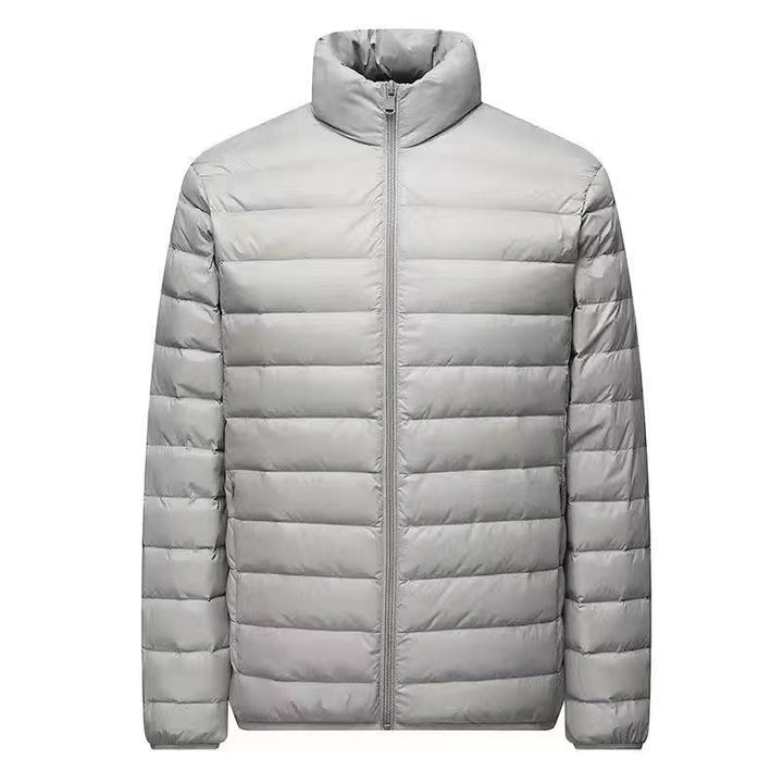 Herr ultra-light packable micro quiltad jacka med ståkrage, vadderad isolering och vindresistent skal