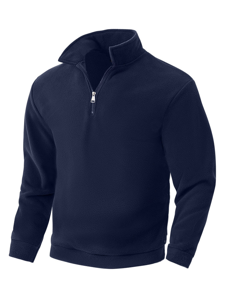 Herr Nano Fleece Halv Dragkedja Pullover med Ståkrage, Mjuk Teddy Fleece och Elastiska Muddar