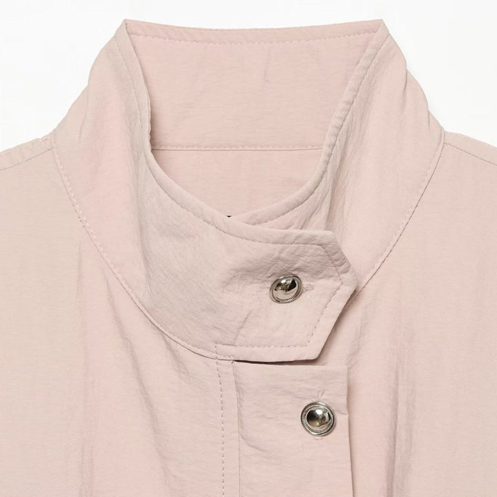 Dam Lätt Parka-Anorakjacka med Drawstring Waist och Stå Krage