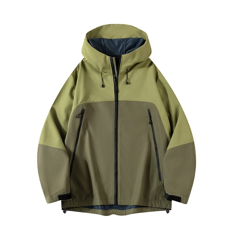 Herr Hybrid Softshell Jacka med Huva, Andningsbar Fleecefoder &amp; Dold Dragkedja Fickor