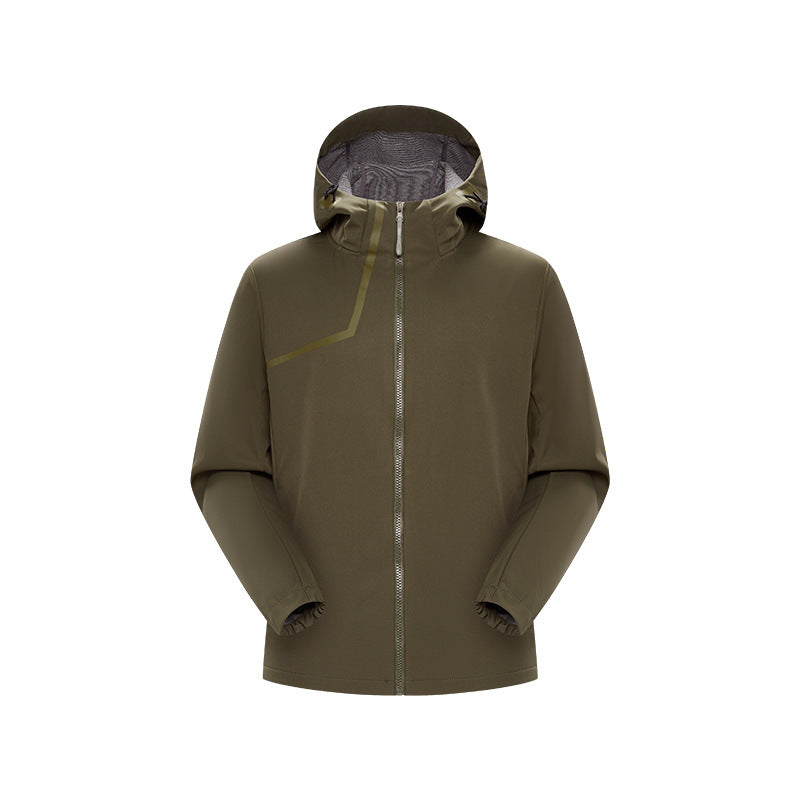 Herr Teknisk Softshell Jacka med Justerbar Huva och Vindtät Membran