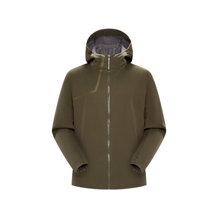 Herr Teknisk Softshell Jacka med Justerbar Huva och Vindtät Membran