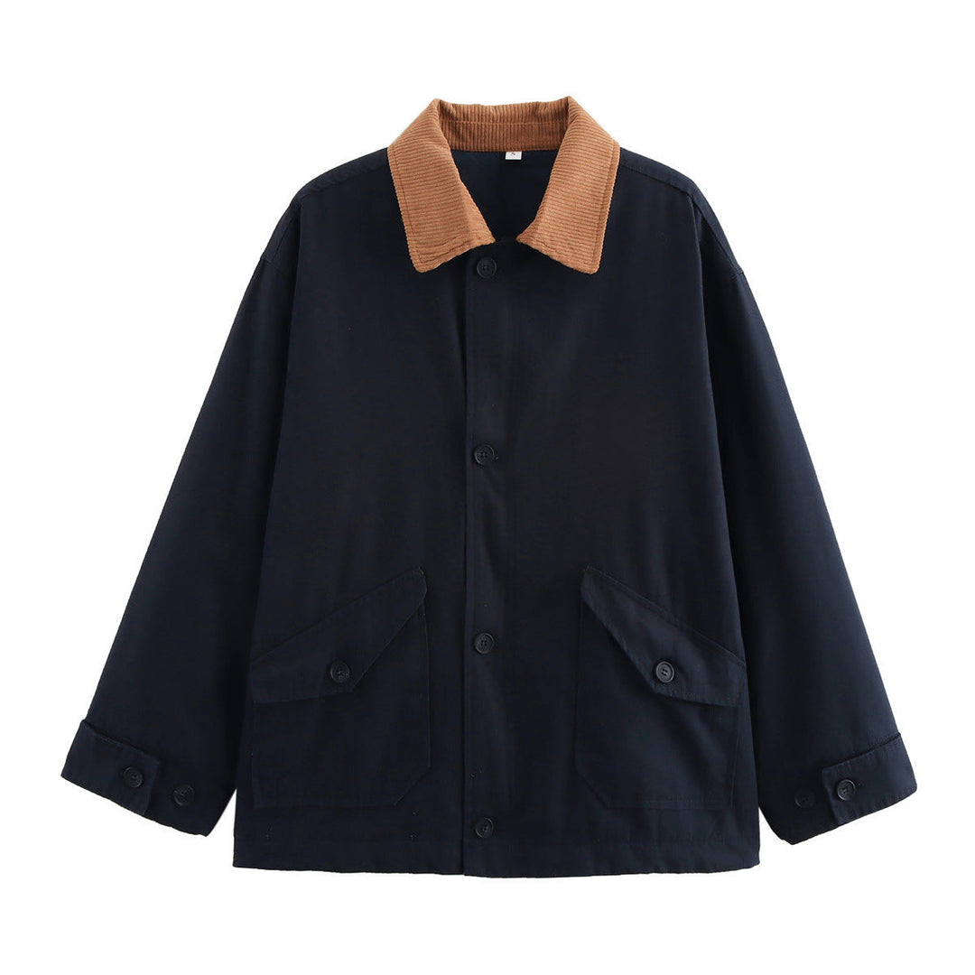 Dam oversized utility jacka med manchester krage, påsydda fickor och button closure