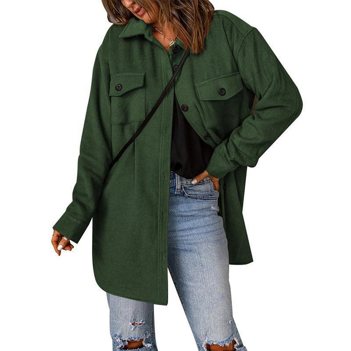 Dam Oversize Shirt jacka med Breast Flaps och lång skärning