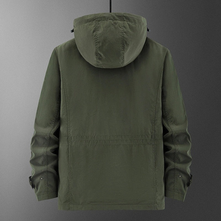 Herr Weatherproof Utility Fältjacka med Huva, Mesh Foder och Multi-Function Fickor