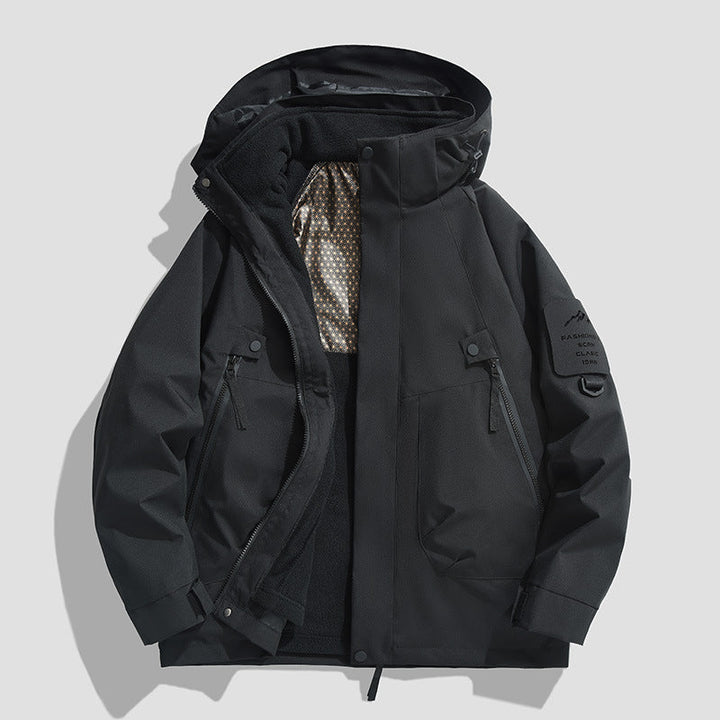 Herr Vattentät Utility Softshelljacka med Huva, Diagonal Dragkedjefickor och Justerbar Ärm Straps