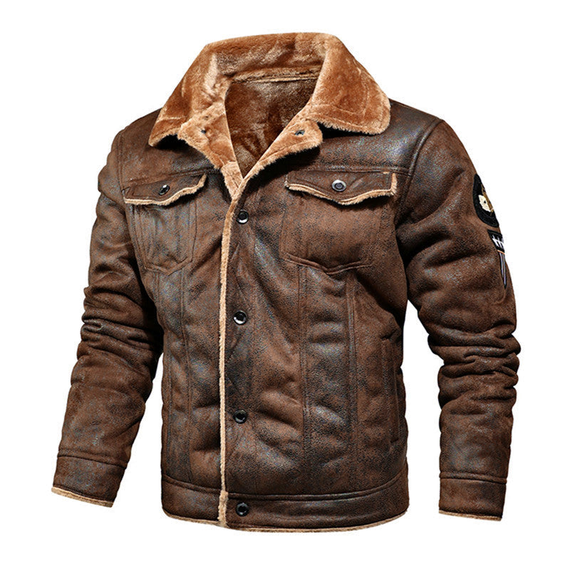 Herr Pilot Jacka med Lambskin Look och Sherpa Foder