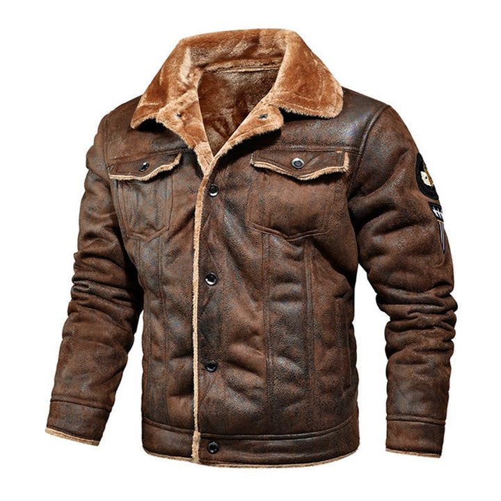 Herr Pilot Jacka med Lambskin Look och Sherpa Foder