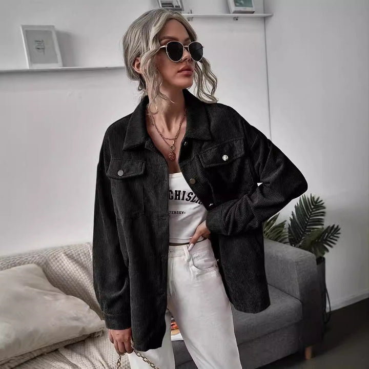 Dam manchester overshirt med påsydda fickor och oversized skärning