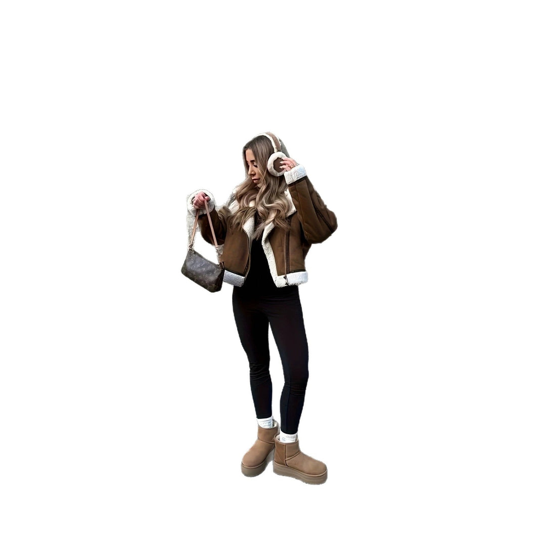 Dam avslappnad och varm Sheepskin jacka