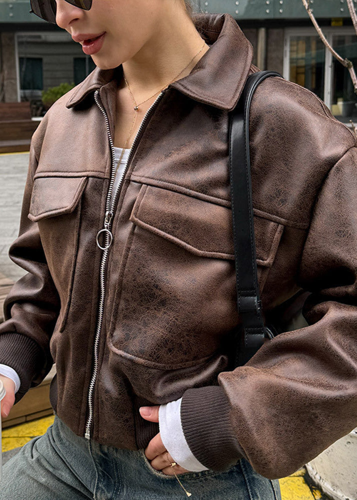 | Distressed fuskläder Dragkedja Jacka