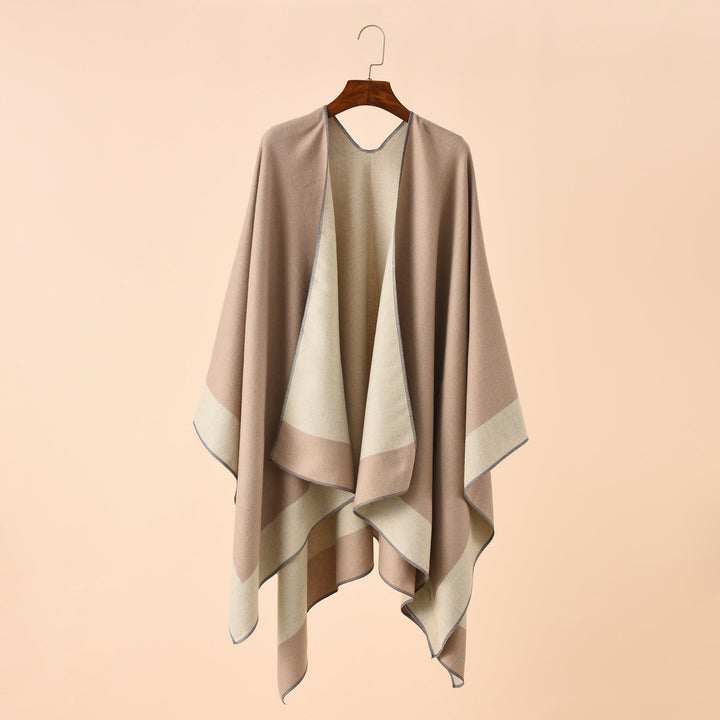 Dam Reversible poncho-Cape tillverkad av Cashmere Blend med oversized skärning