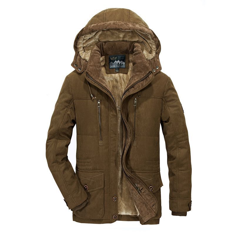 Herr Vadderad Vinter Parkas med Huva och Teddyfoder