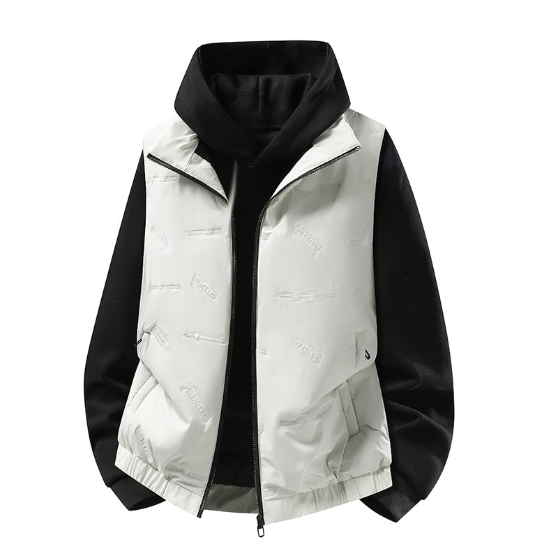 Herr Vadderad Väst i Urban Layering Look med Dragkedja, Elastisk Fåll &amp; Utanpåfickor