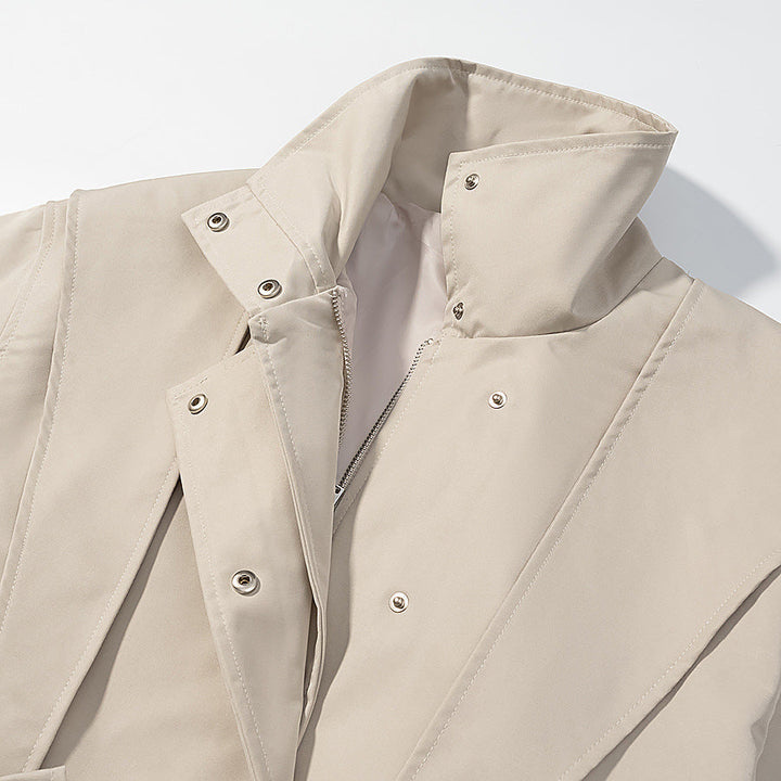 Dam Kort Skräddarsydd Regnjacka med Cape Axel Detail och Ties Bälte