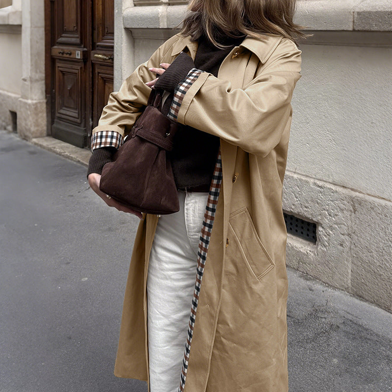 Dam Klassisk Trenchcoat med Checked Foder
