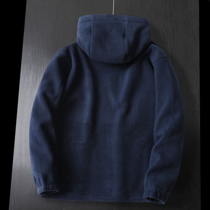 Herr Fleece Jacka med Hög Krage och Praktisk Fickor