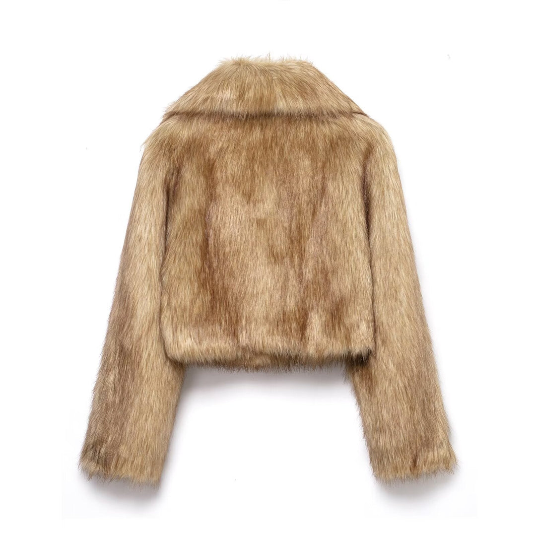 Dam kort oversize Faux Fur Bolero med vid Shawl krage