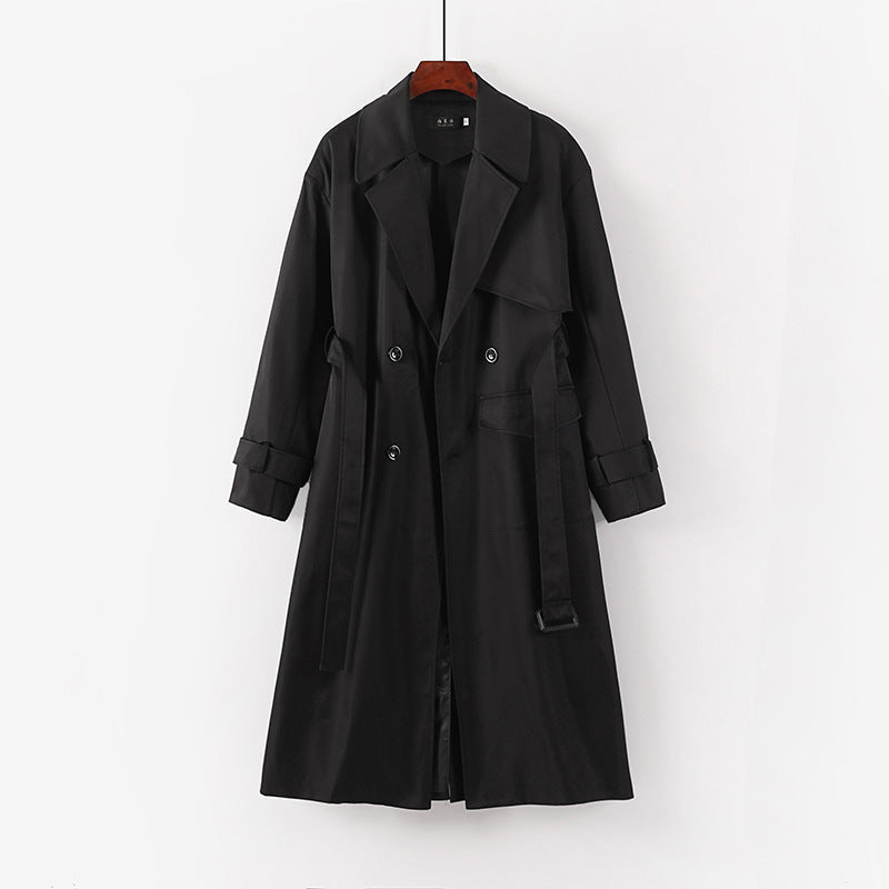 Dam längre skräddad trenchcoat med knytband och vid shawl krage