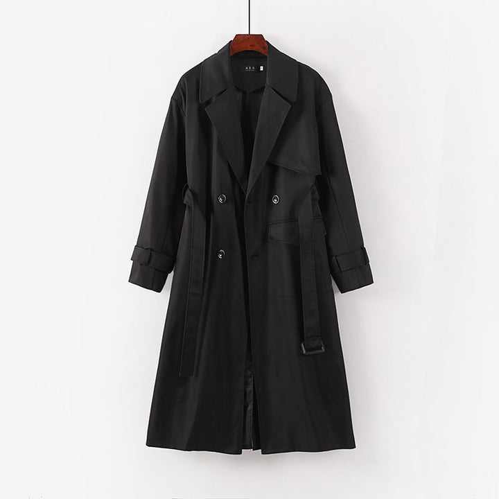 Dam längre skräddad trenchcoat med knytband och vid shawl krage