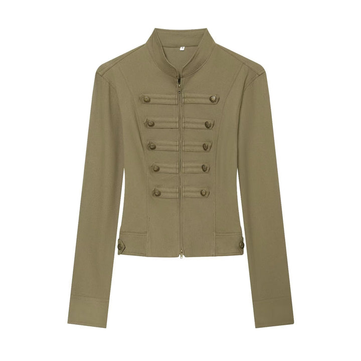 Dam Skräddarsydd Field Jacka i Regimental Stil med Ståkrage och Decorative Ränder