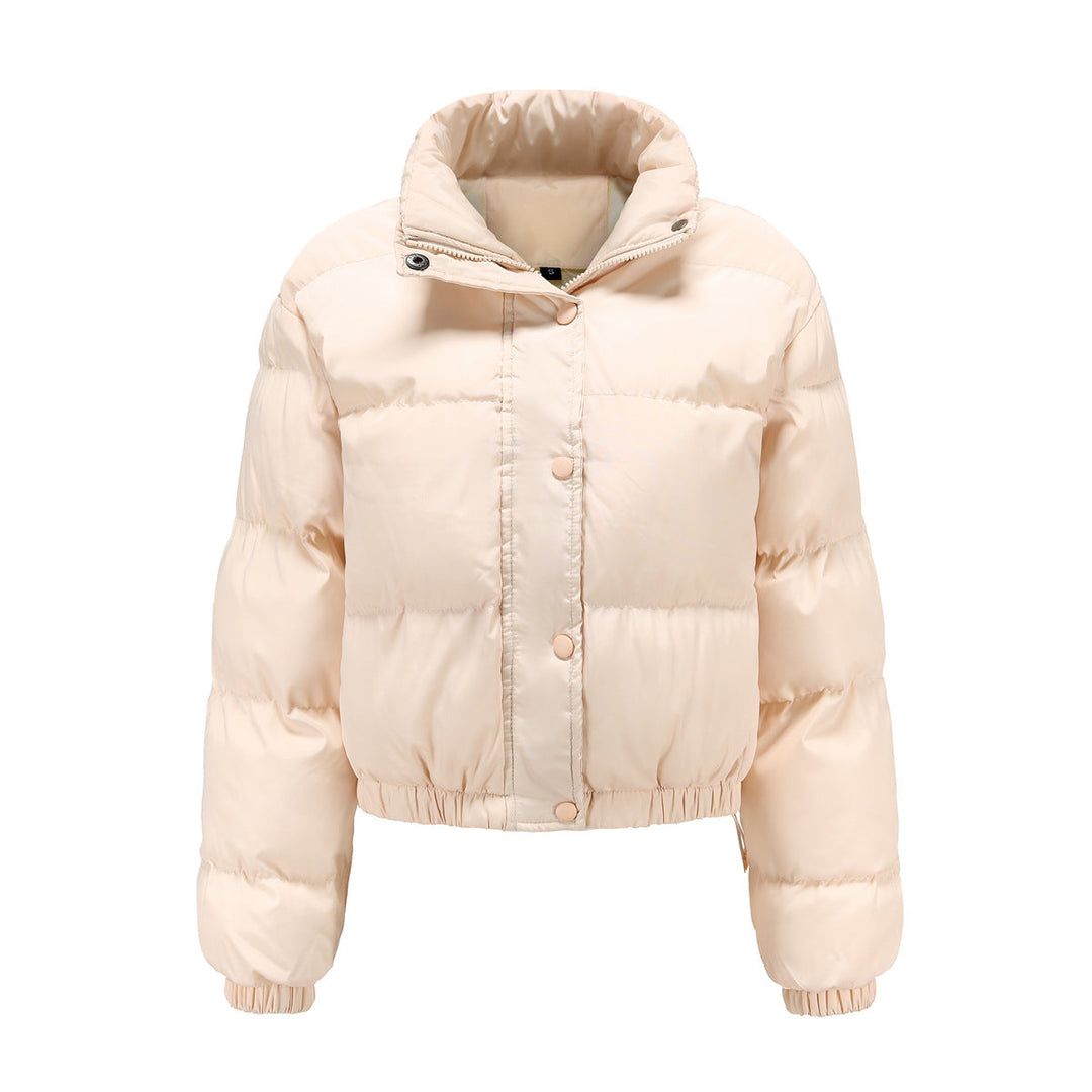 Dam kort quiltad vinterjacka med ståkrage och drawstring