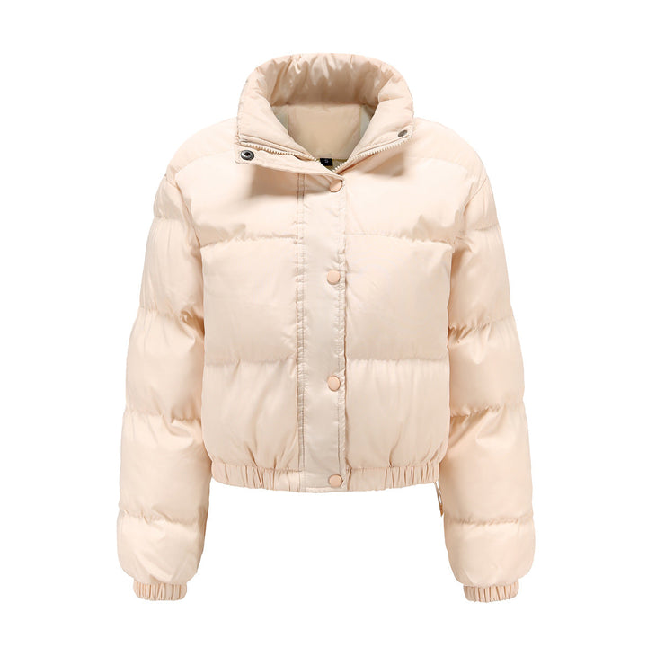 Dam kort quiltad vinterjacka med ståkrage och drawstring