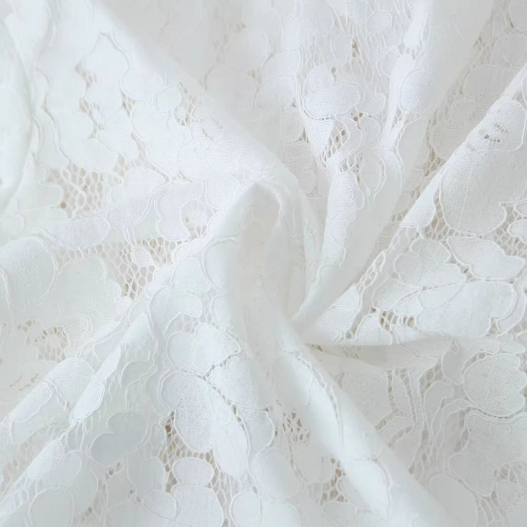 Dam Lace jacka med Stand krage, Chinese Knot och Transparent blommig design