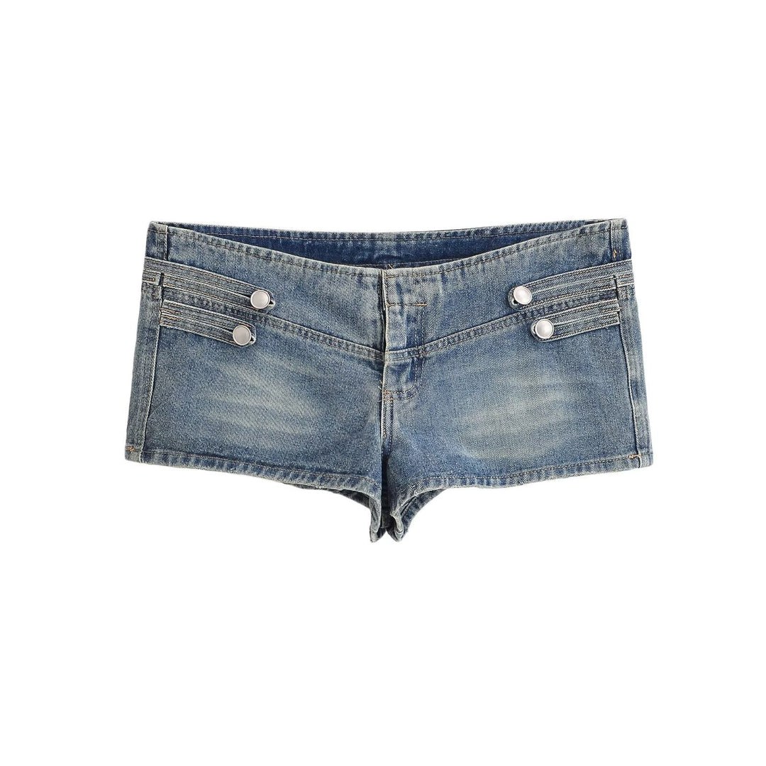 Dam Denimjacka i Military Stil med Stå Krage och Dekorativ Knapp Plackets
