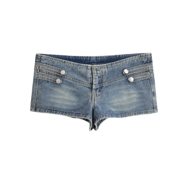 Dam Denimjacka i Military Stil med Stå Krage och Dekorativ Knapp Plackets