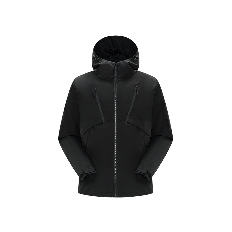Herr Teknisk Softshell Jacka med Huva, Vattenavvisande Membran och Flera Dragkedja Fickor